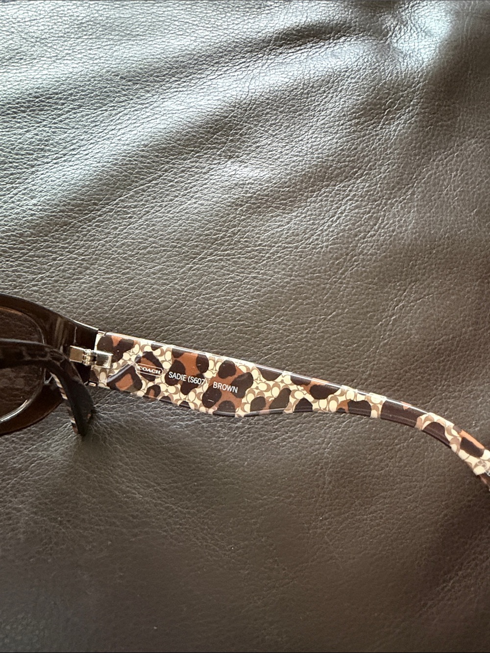 Coach Sadie S607 Brown Rectangle Sunglasses w/Case animal print inside - Picture 3 of 5